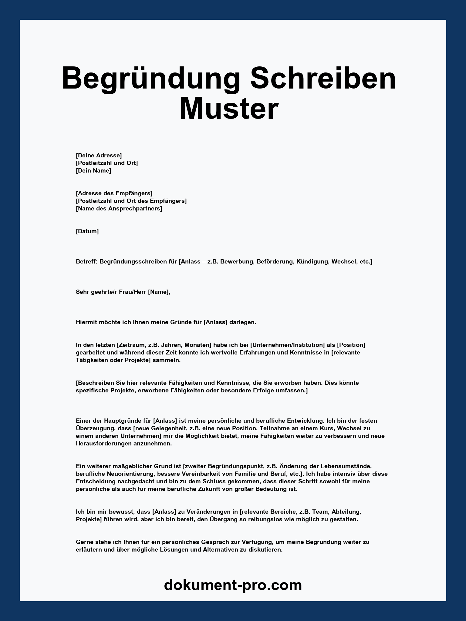 Begründung Schreiben Muster