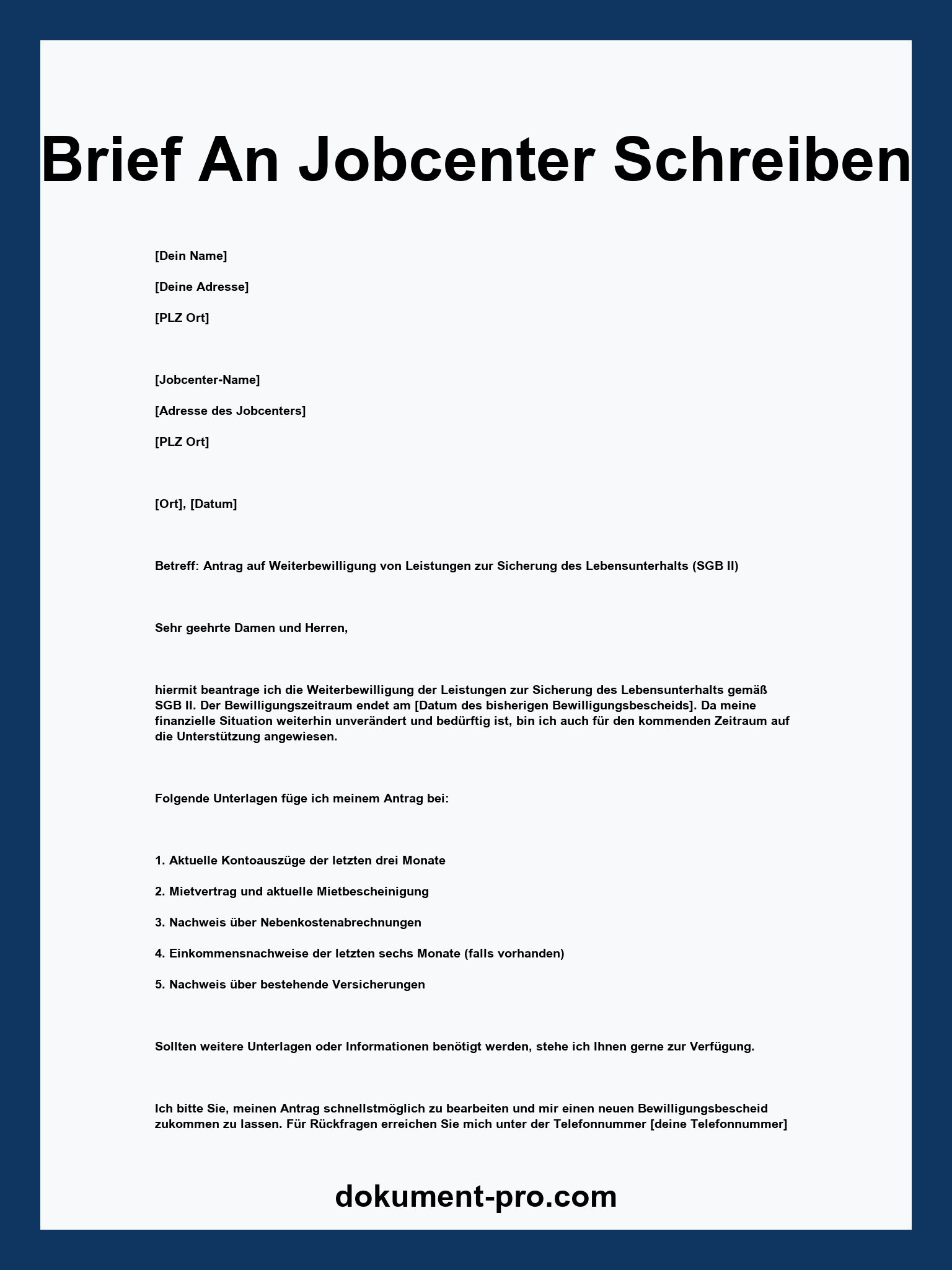 Brief An Jobcenter Schreiben
