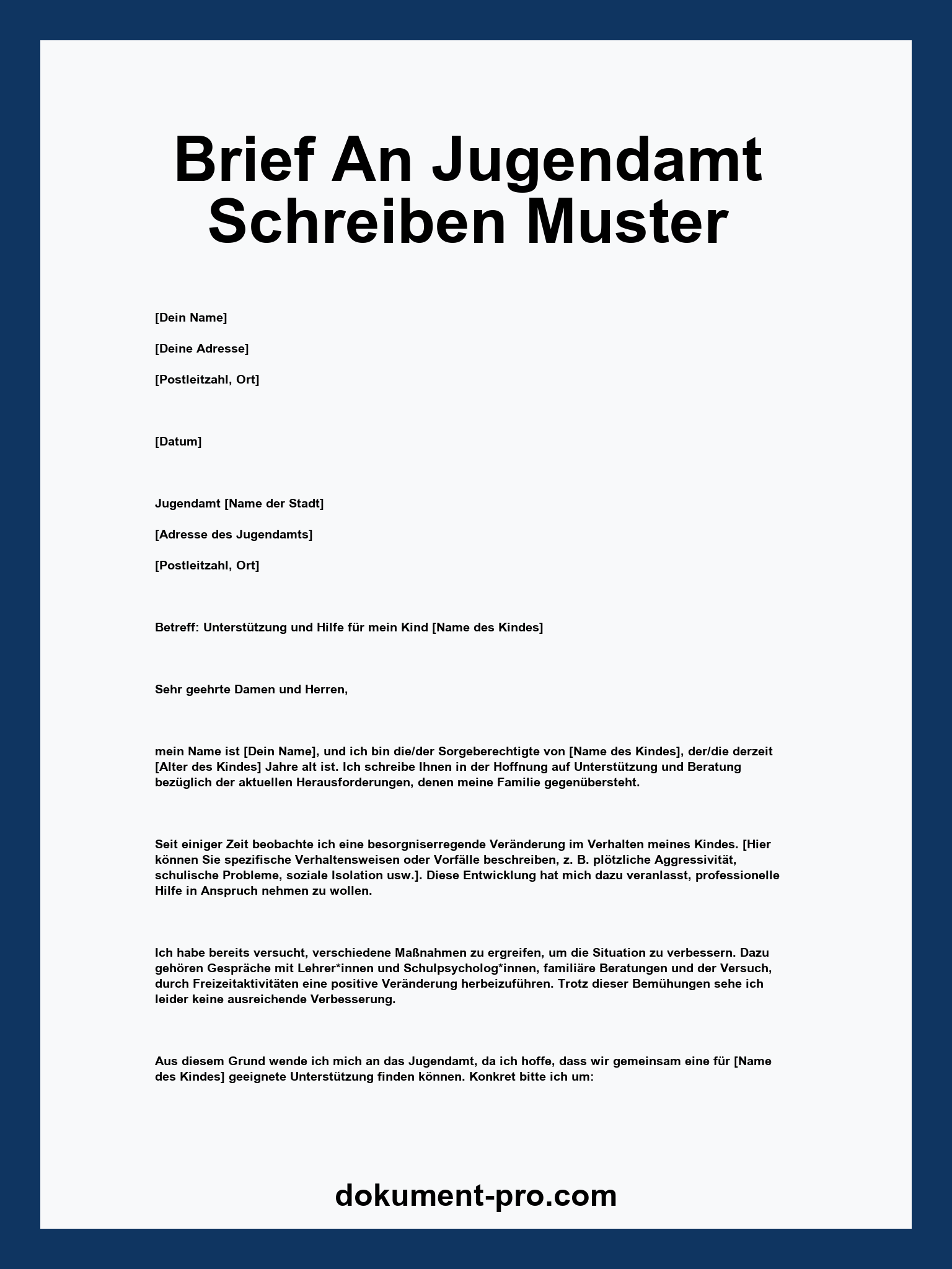 Brief An Jugendamt Schreiben Muster
