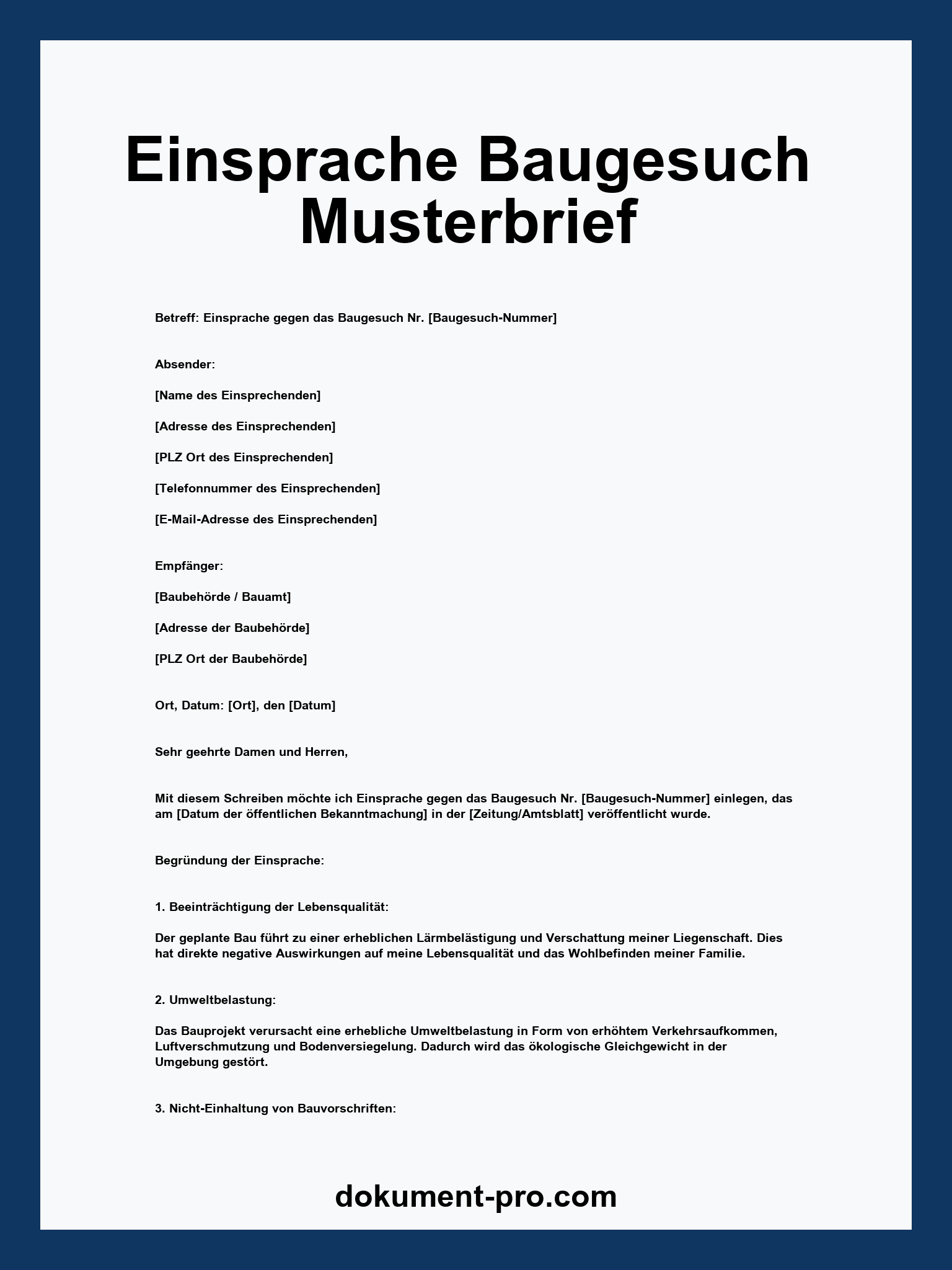 Einsprache Baugesuch Musterbrief - PDF