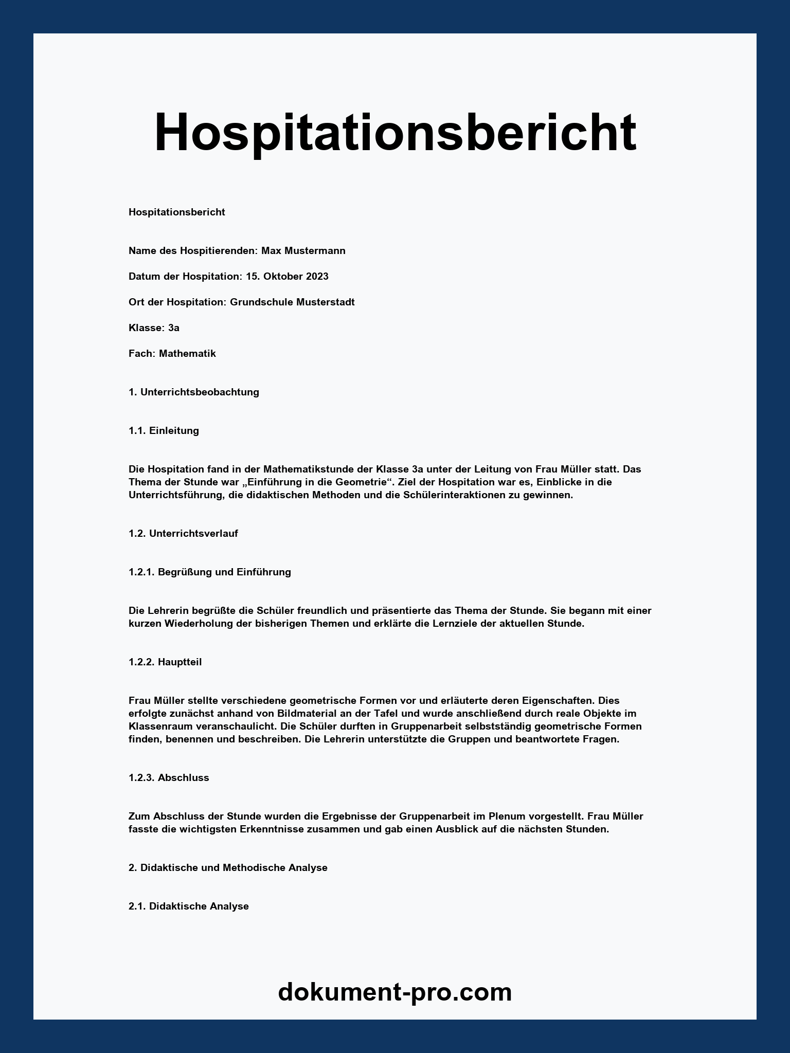 Hospitationsbericht
