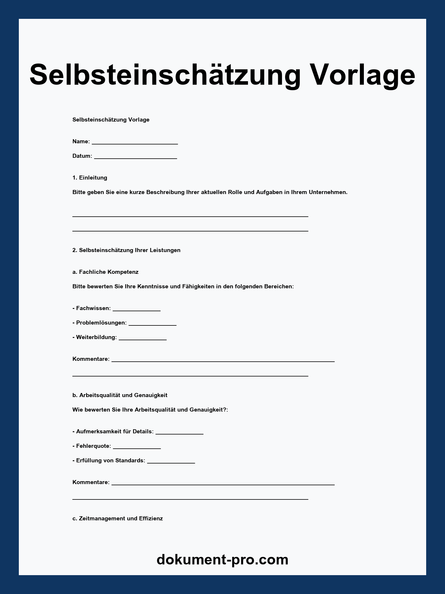 Selbsteinschätzung Vorlage - PDF