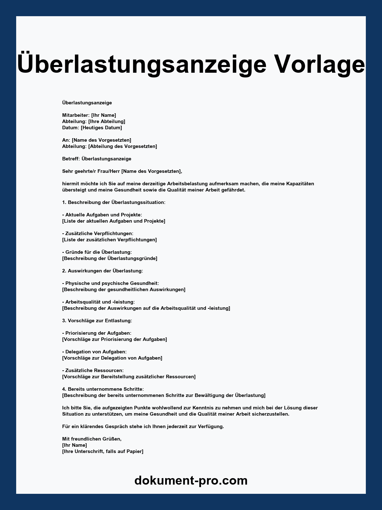 Überlastungsanzeige Vorlage - WORD